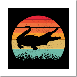 Alligator Retro Sunset Posters and Art